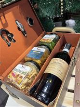 Set Rượu vang Ý Montepuchiano, hộp da nhỡ phụ kiện , 3 lọ hạt quả